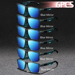 6PCS Fashion Classic Square UV400 Sunglasses Men Women Driving Fishing Colorful Trendy Lightweight Outdoor Goggles