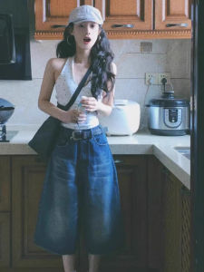 chaqi | Áo vest dây cổ trễ kẻ caro kiểu Pháp cổ điển dành cho nữ mùa hè thiết kế mới ôm vừa vặn ngắn tôn dáng áo ngắn