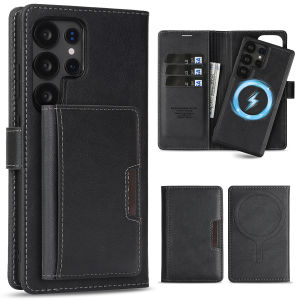 3-in-1 Leather Wallet Detachable Magnetic Flip Phone Case For Samsung Galaxy S25 S24 S23 S22 Ultra S25 S24 Plus Card Slots Cover