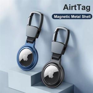 Airtag Holder for Apple AirTag with Keychain Air Tag Case Metal Bumper Sleeve Antilost Device AirTag Key Ring Cases Tags Chain GPS Item Finders Accessories