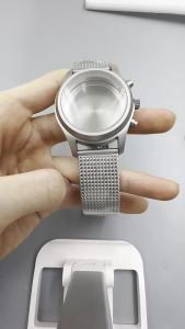 DZ 38mm Multifunctional Chronograph Stainless Steel Pilot Sandblasted Case Mesh Strap Sapphire Fits VK63 VK64 Quartz Movement
