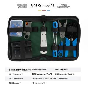 Bộ Dụng Cụ Bấm Mạng Cat5 RJ45 Với Máy Kiểm Tra Mạng 8P6P4P Dụng Cụ Bấm Krone Dụng Cụ Tuốt Dây Cáp Tua Vít Đầu Nối K1 Phích Cắm Bao Bảo Vệ Cho Mạng Lưới.