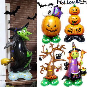 Halloween Party Decoration Inflatable Pumpkin Witch Balloons Halloween Ghost Tree Aluminum Film Balloon Horror Atmosphere Props