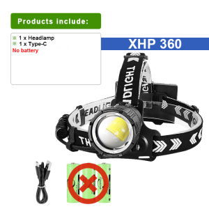 2026 New XHP360 Powerful Headlight Ultra Bright Long Runtime Led Headlamp Rechargeable Head Flashlight 18650 for Fishing Camping