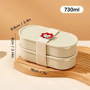 WORTHBUY | Hộp Cơm Trưa Nhựa Hai Lớp Có Quai Xách Hoạt Hình Thân Thiện Với Môi Trường Chống Rò Rỉ An Toàn Với Lò Vi Sóng Thích Hợp Cho Các Buổi Dã Ngoại