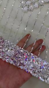 OLEVO | French Lace Fabrics High Quality African Beaded Embroidered Nigerian Sequins Tulle Lace 5 Yards For Sewing Party Dresses