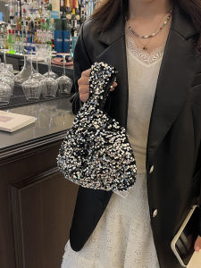 Original Starry Sky Sequin Handbag Fashionable Small Bucket Bag Korean Style Leisure Handheld Wallet Youth Suitable