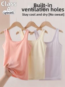 Anbeton | Breathable Thin Strap Vest for Developing Girls Bra Pads Summer Lightweight