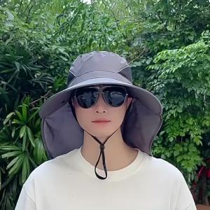 Summer Sun Hats UV Protection Outdoor Hunting Fishing Cap For Men Women Hiking Camping Visor Bucket Hat Neck Flap Fisherman Hat