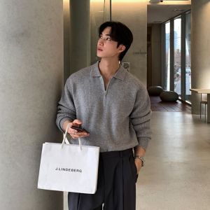 Vintage Style Half Zip Black Polo Sweater
