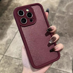 K10 Plum Color Leather Texture Full Cover Silicone Phone Case for OPPO Reno10 7/8/9 Pro+ A96/A57/4SE A11x Durable Protective Cover