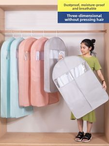 Washable Dustproof Clothes Cover Hanging Style Home Storage Coat Bag Suit Fur Hanging Garment Bag Wardrobe Organization