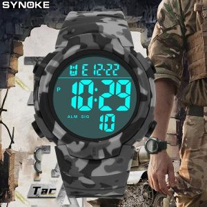 Synoke | SYNOKE Outdoor Military Digital Watch For Men Fashion Retro Men Watch Sports Waterproof Men Watch Multifunctional Luminous