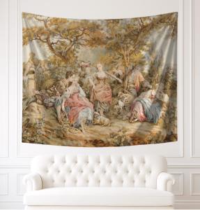 VIKAMA European Retro Countryside Tapestry French Noble Background Cloth Living Room Light Luxury Art Room Decoration