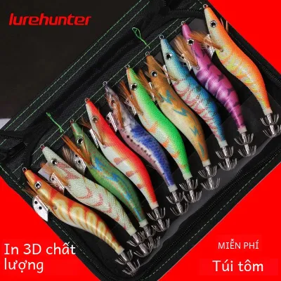 10 Chiếc Dạ Quang 3D In Hình Mực Jig Mồi Câu Cá Gỗ Tôm Móc 2.5-3.5 Inch Cho Thuyền Đại Dương & Câu Cá Bãi Biển
