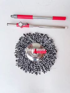 Cây lau nhà 360 Tomas ruột siêu nhẹ thân inox tay cầm bọc nhựa PP Bàn xoay inox - Gậy 2 đoạn inox
