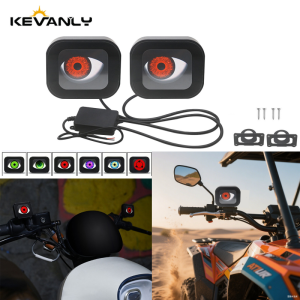 Cycling Mirror Decorative Light with Smart Screen 6 Modes Dynamic Devils Eyes Waterproof for  ATV UTV Motor 12-36V Eagle Eye