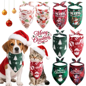 Dog triangle towel Christmas Bandanas Classic Xmas Thanksgiving Pet Scarf Bibs Kerchief Holiday Birthday Decoration for Dog