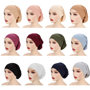 Jifang Elastic Plain Screw Thread Cotton Hijab Inner Muslim Hijab Inners Cap PW90