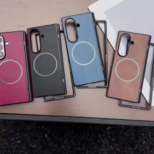 szhaiyu | Leather Pattern Phone Case For Samsung Galaxy Z Fold 8 7 6 5 4 Ultra For Magsafe Magnetic Wireless Charge Protection Cover