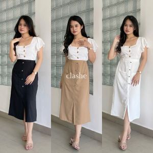 Jessy Skirt Rok Wanita Crinkle Airflow Anti Lecek Korean Style Terbaru Kekinian Viral by Clashe