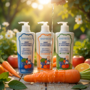 BABYBOO BABY ACCESSORIES AND VEGETABLE LIQUID CLEANSER Orange Flavour - Apple Fresh & FRAGRANCE FREE 300ML