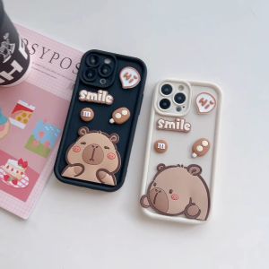 Vivo V21 V21e V23 V23e V25 V25e V27 V27e V29 V30 V30e V40 V40 Pro V40 V50 Lite Solid Bear Capybara Black Beige Soft Phone Case 卡皮巴拉水豚手机壳