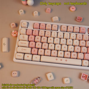 Moa High Girl Pink Cherry Fresh And Cute Wind Heat Sublimation Keycaps Pbt Keycap Mechanical Keyboard For 61/68/75/87/98/104 Key
