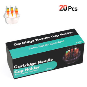 20pcs Disposable Tattoo Needle Cartridge Needle Cups Holder Plastic Ink Cleaning Cup Stand Tattoo Cartridge Tray Tattoo Supplies