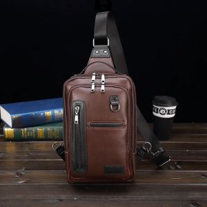 New Fashion Crazy Horse Genuine Cowhide PU Leather Shoulder Sling Bag Fashionable and Utilitarian Cross Body chest Bag for Traveling Camping Business