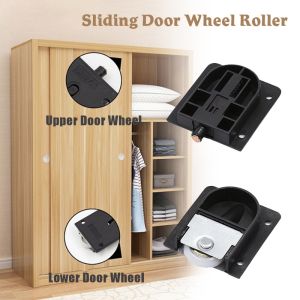 1/4Pairs Wardrobe Closet High Quality Brands Cabinet Sliding Door Roller Black Wardrobe Sliding Door