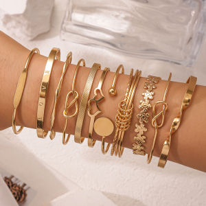 Punk Geometric Flower Knot Heart-shaped Design Bracelet Bohemian Retro Layered Open Bracelet Womens Casual Daily Party Jewelry