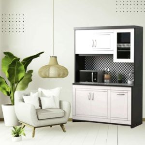 Lemari Dapur/Rak Sayur/Kitchen set 3 Pintu Datar Body Hitam