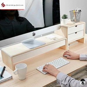 Desk Organizer & Monitor Riser Wood Office Notebook Stand