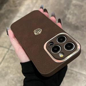 CrashStar Fashion Vintage Camellia Flower Rough Anti-slip Shockproof Phone Case For iPhone 15 14 Pro Max Plus 13 12 11 Pro Max Silicone Skin-friendly Phone Casing Cover With Full Cover Lens Camera Protection