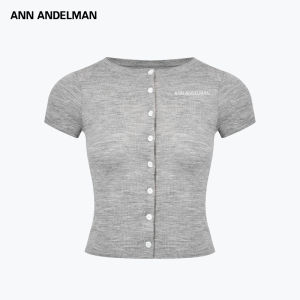 ANN ANDELMAN | Off Shoulder Knit Sweater Gray Short Sleeve Fitting