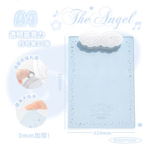 Acrylic Angel Board Clip File Folder Transparent High Aesthetic Value A7 Writing Pad Paper Student Exam Paper Clip Study Supplies Stationery Hanging Clip Board