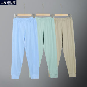 กางเกงลองจอนแบบบางสำหรับเด็กผู้ชายอ้วนกางเกงนอนใส่ในบ้านผ้าฝ้ายโมดอลแบบบางพิเศษเพิ่มขนาดใหญ่พิเศษทรงหลวมสำหรับเด็กวัยโตเด็กผู้ชาย