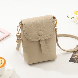 Soft Leather Phone Bag Womens Crossbody Mini Summer Walking Versatile Small Bag Fashionable New 2025 PU Material Zipper Closure Solid Color