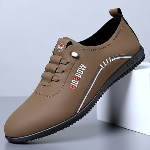 Low-Top Mens Casual Shoes Breathable Anti-Slip Soft Bottom Driving Shoes Easy to Wear Fashionable Leather Shoes for Daily Use