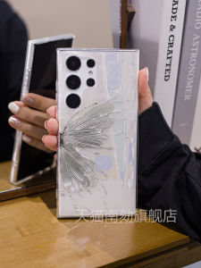 เคสโทรศัพท์ Samsung S25 Ultra ป้องกันการตกหล่น สไตล์เรียบง่าย เรียบหรู ลายปีกผีเสื้อสีเงินสดใส เปลือกป้องกันโทรศัพท์มือถือ