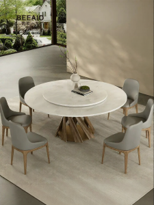 Luxurious Natural Stone & Crystal Round Dining Table