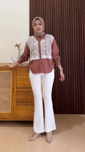 Atasan Blouse Kemeja Crinkle Brokat Terbaru 2025 Trendy