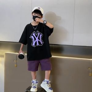 B&B 4-12YO Boys T-Shirt Shorts Pants Set Children Korean Fashion Cool Top Shirt Cotton Baju Budak Lelaki Baju Raya Seluar