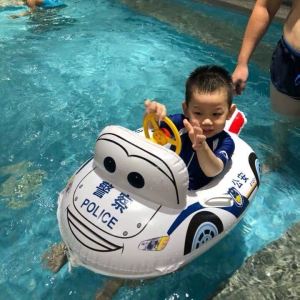 Police Car Swimming Ring Childrens Seat Ring Baby Toddler 1-3 Years Old 5 Boys Anti-Flip Baby Hot Spring Aircraft Life Buoy