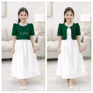 Elegant Yellow & White Floral Embroidered Dress Set for Girls - Traditional Chinese Style New MM
