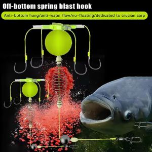 3PCS String Hook Fishing Bait Cage Carbon Steel Four Hook Line Group Feeder Sinker Anti Winding Sharp Fishing Spring Bait Cage Sea