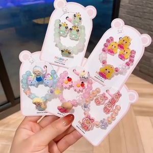 Set quà tặng trang sức phụ kiên cho bé bộ vòng tay nhẫn và hoa tai dành cho bé gái hoạ tiết đáng yêu BS01