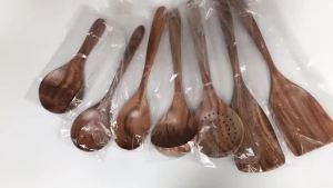 1-7 Pieces/Set Teak Tableware Spoon Colander Spoon Special Nano Soup Skimming Cooking Spoon Wooden Kitchen Accessory Kit