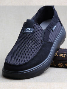 Beijing Mens Summer Breathable Mesh Shoes round Toe Single Net Anti-slip Casual Shoes Comfortable Wide Foot Dad Shoes